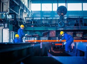 interior view of a steel factory,steel industry in city of China.